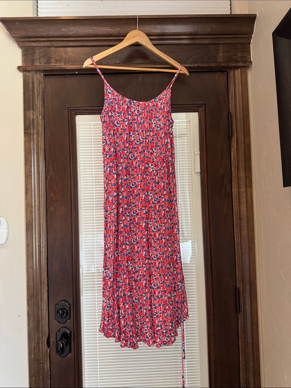 J. Crew Red and Blue Floral Midi Slip Dress